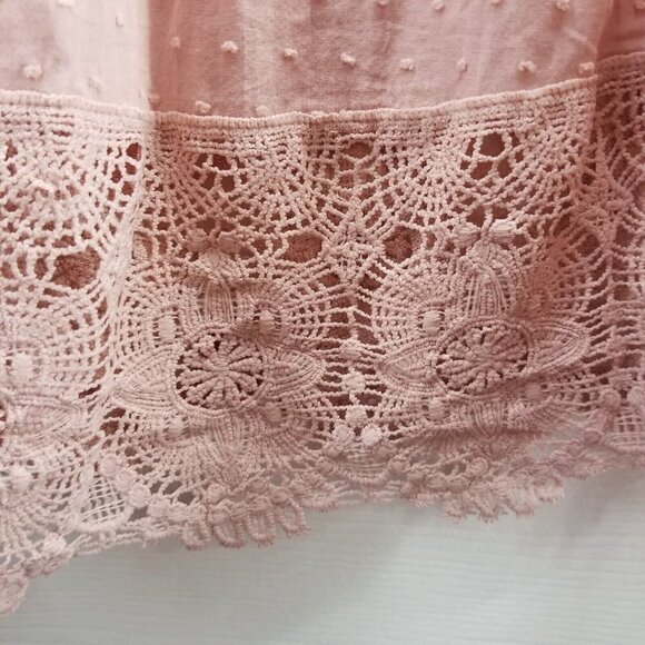 Emery Rose Pink Boho Top with Lace Trim - Picture 8 of 8